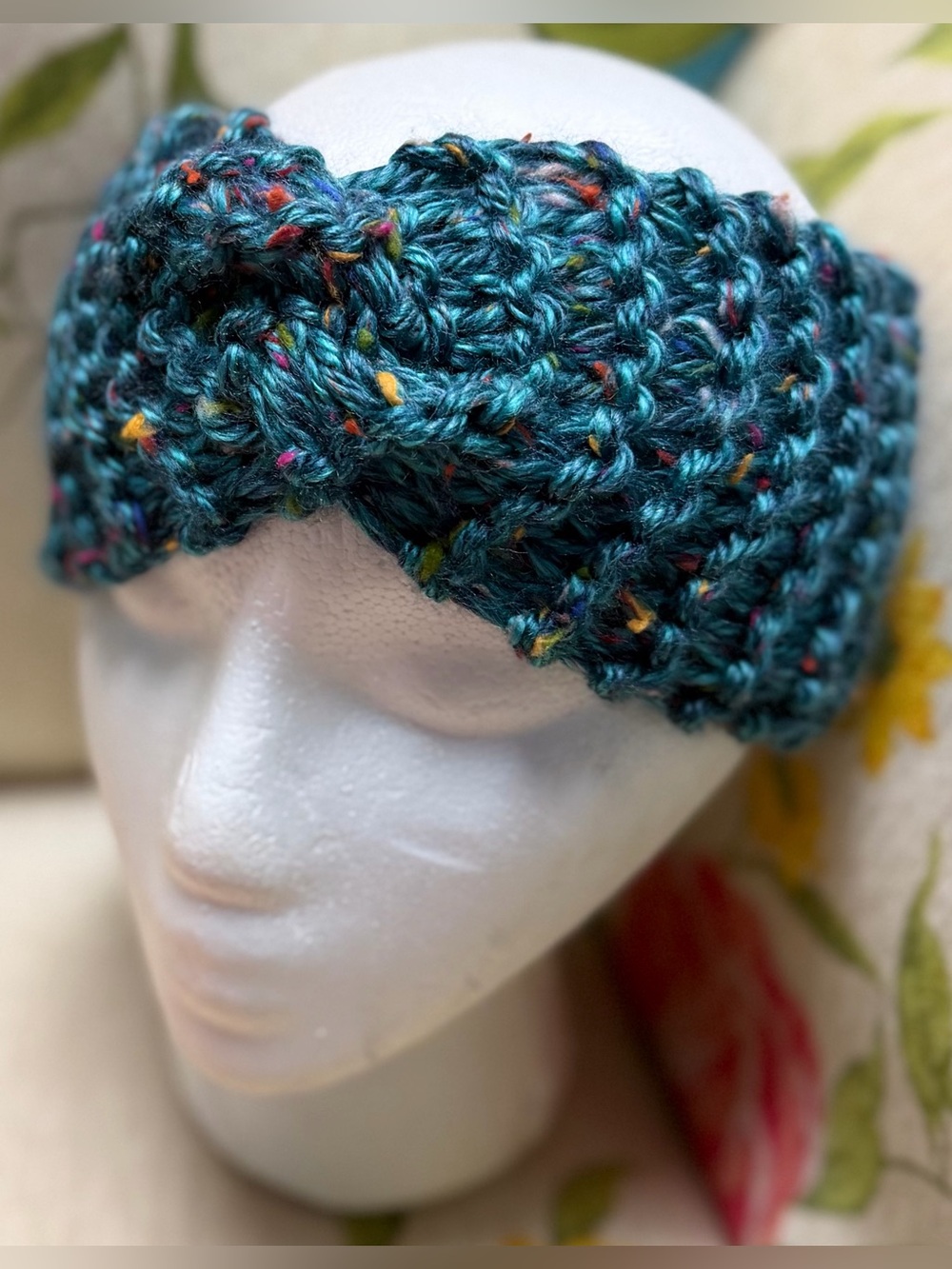 Handmade Hand Crafted Knit Twist Headband adult/teen teal